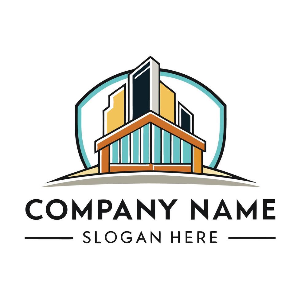 a building logo with a modern design white background vector