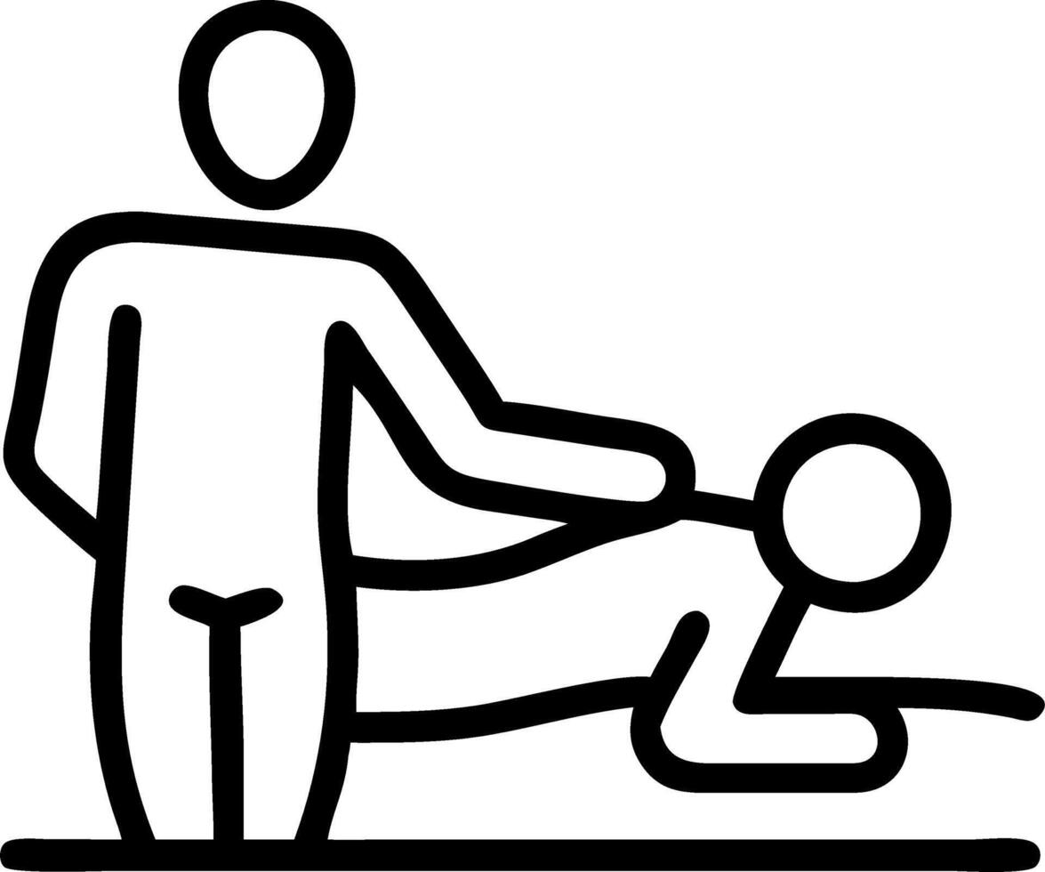 Doctor physiotherapist doing healing treatment on mans backBack pain patient treatment medical doctor massage therapistoffice syndrome concept as A physiotherapist treating a man Clean vector