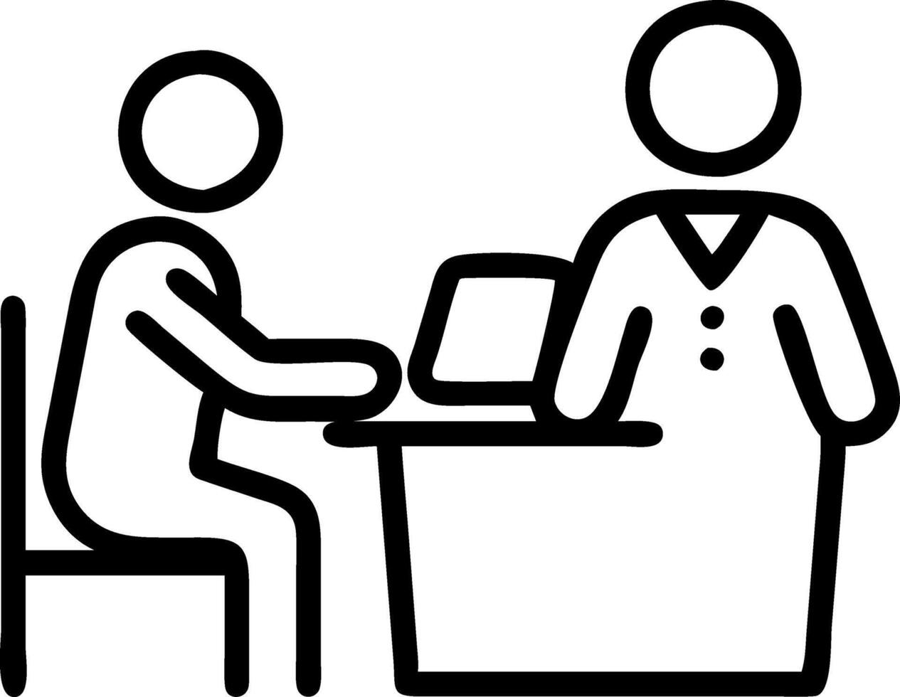 doctor holding test results and consulting patient at desk medical office Hospital clinic healthcare professionalism concept concept as A doctor holding test results and consultin Clean vector