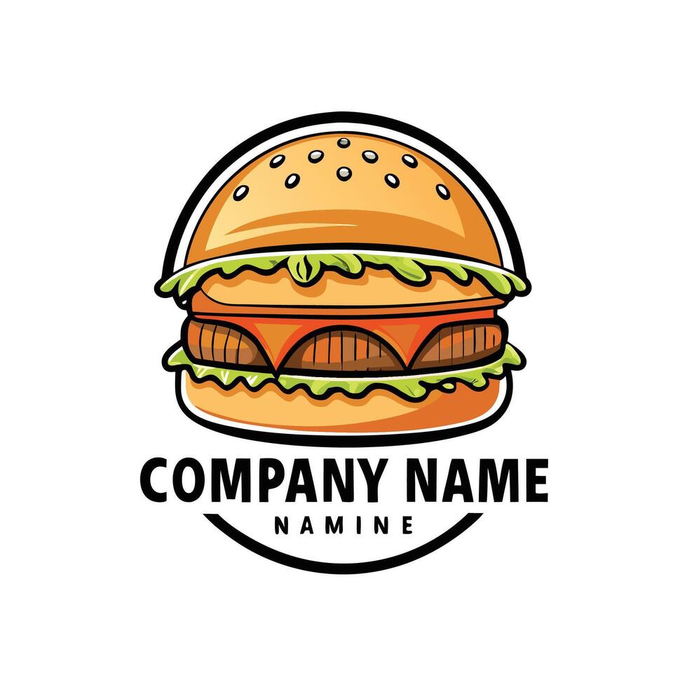 burger logo design template white background, vector