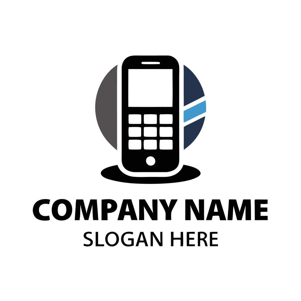 a phone logo design with a circle and a circle white background vector