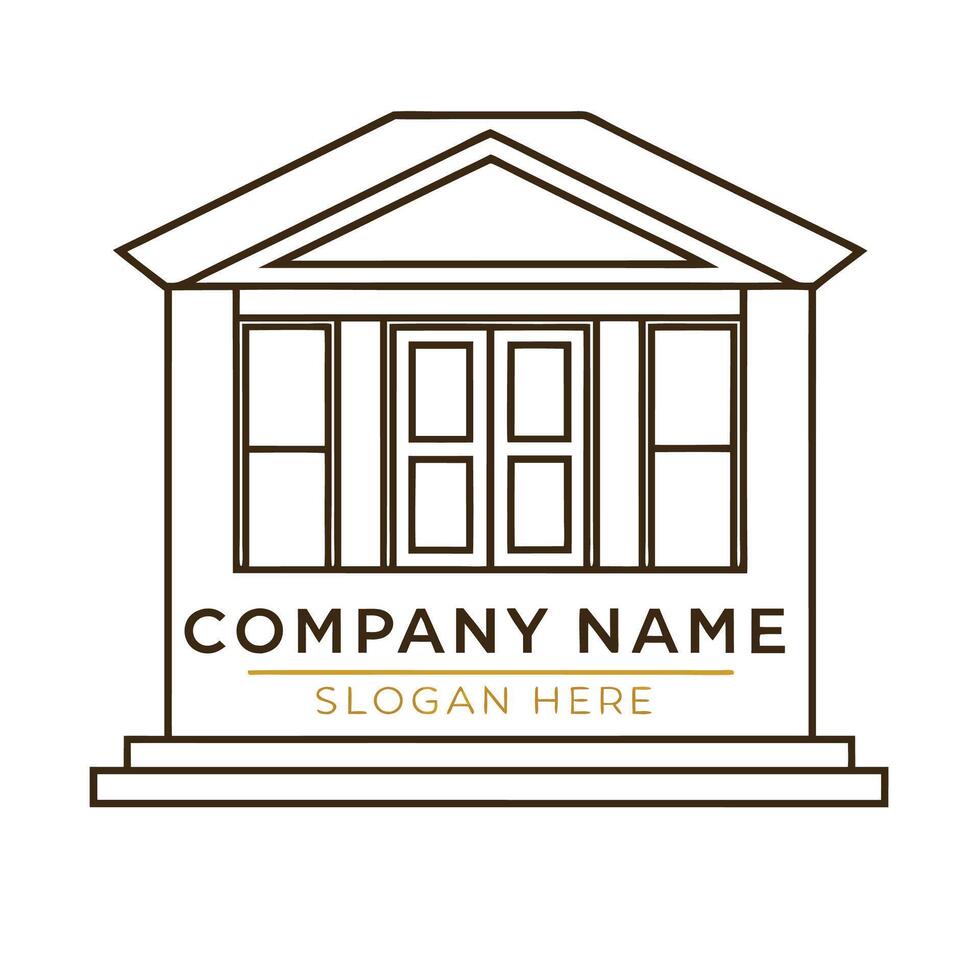 a house logo with a window door white background vector