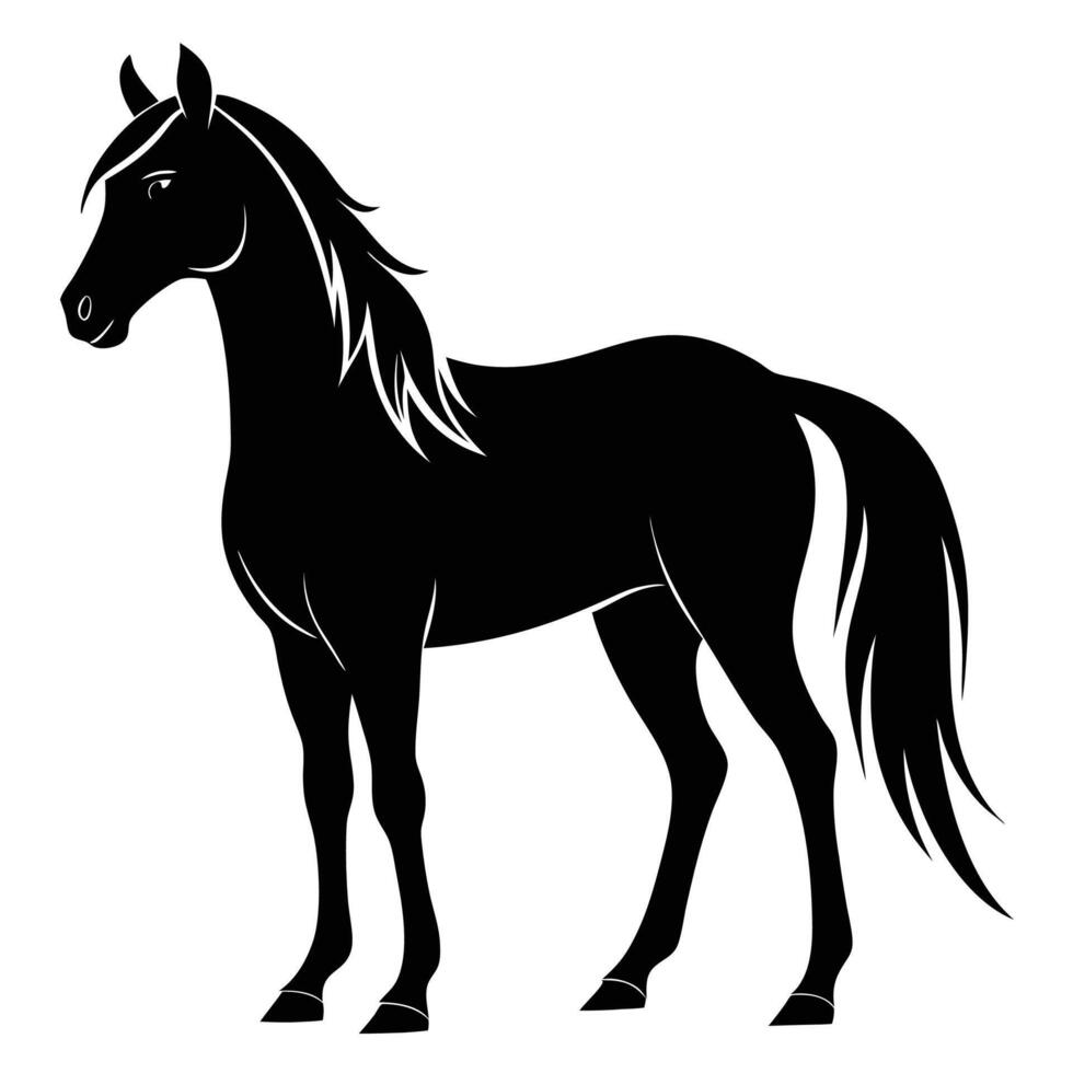 black horse silhouette white background white background vector