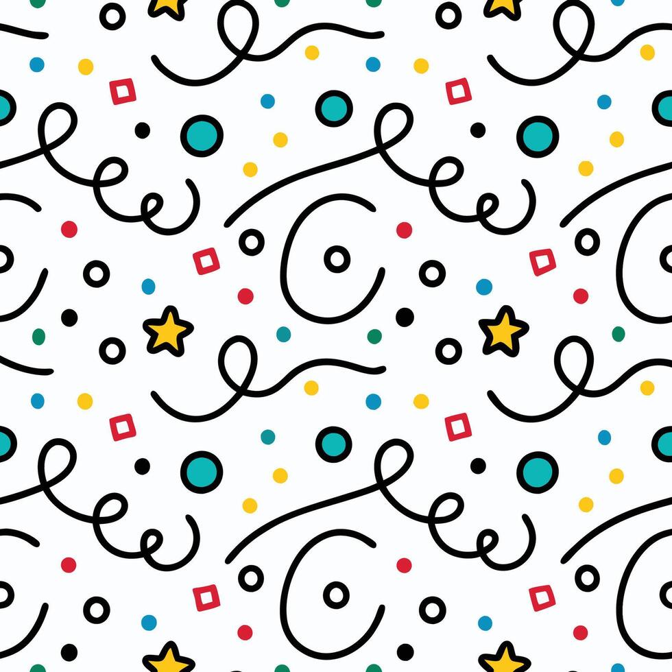 a seamless pattern with colorful dots and stars white background vector