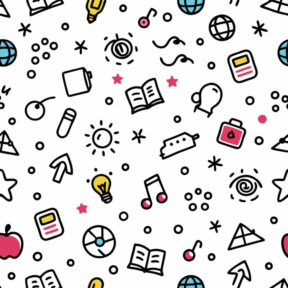 a seamless pattern with school white background vector