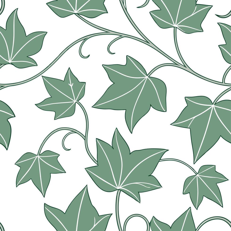 Delicate ivy leaves seamless tile pattern with subtle green shades and elegant vine details concept as Subtle ivy leaves in delicate green shades with elegant vine details create a Clean vector