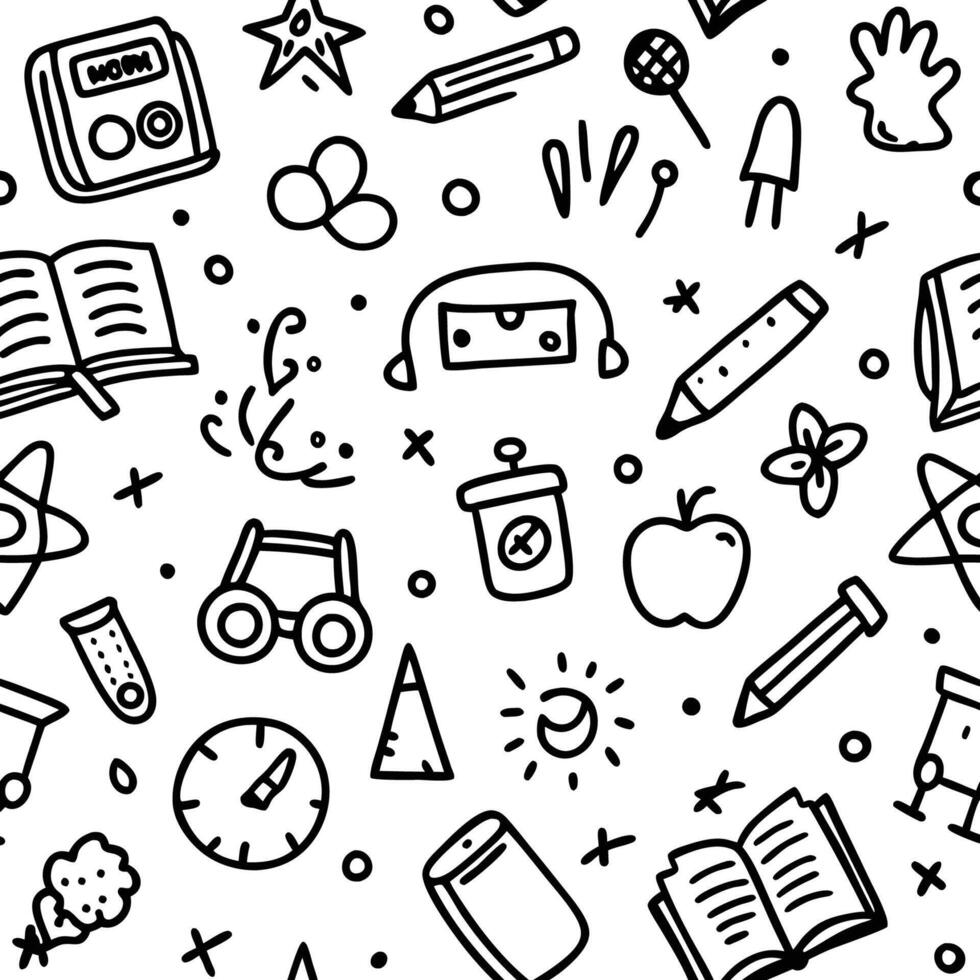 back to school seamless pattern with school supplies white background vector