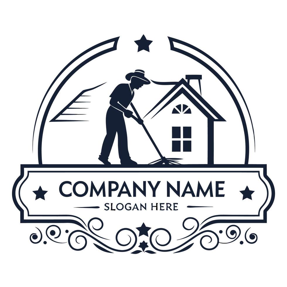 a man sweeping the design white background vector