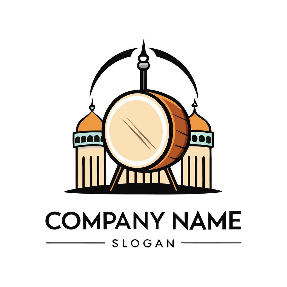 muslim mosque logo design template white background vector