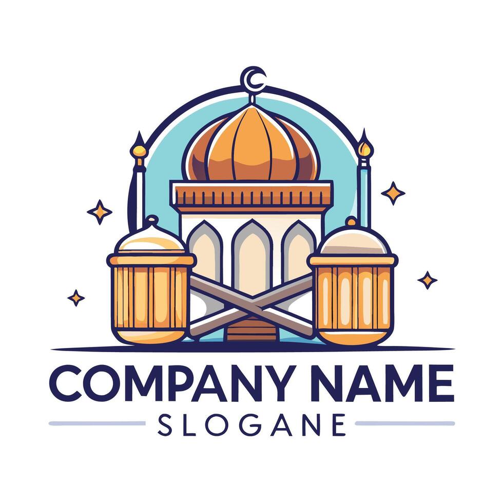 islamic mosque logo design background vector
