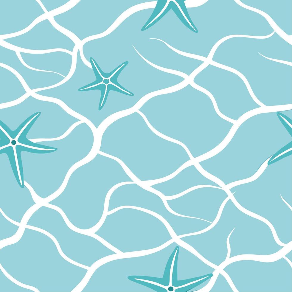 Crystal clear blue water seamless tile pattern with gentle ripples symbolizing beach tranquility concept as Crystal clear blue water with gentle ripples creates a seamless tile pat Clean vector