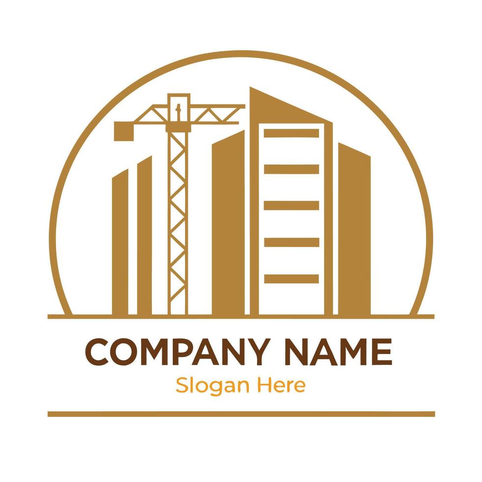 construction company logo template white background vector