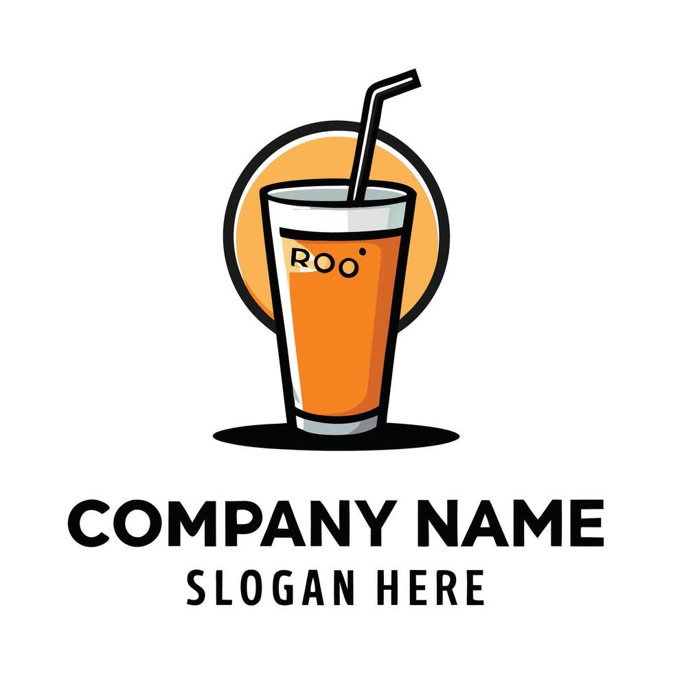 a drink with a straw and a straw logo vector