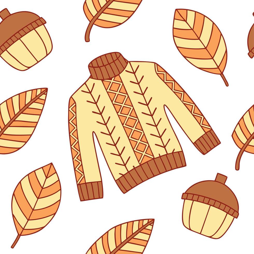 Cozy knitted sweater seamless tile pattern with autumn inspired colors and textures concept as Autumn inspired colors and textures in a cozy knitted sweater seamless tile pattern i Clean vector