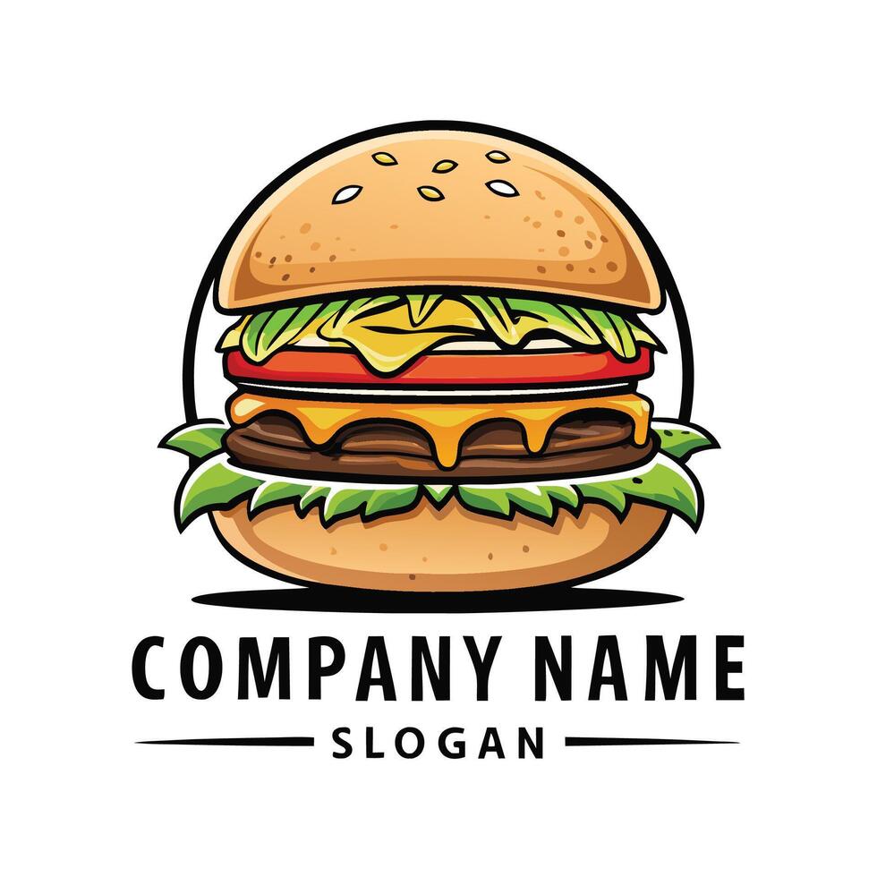 burger log template white background, vector