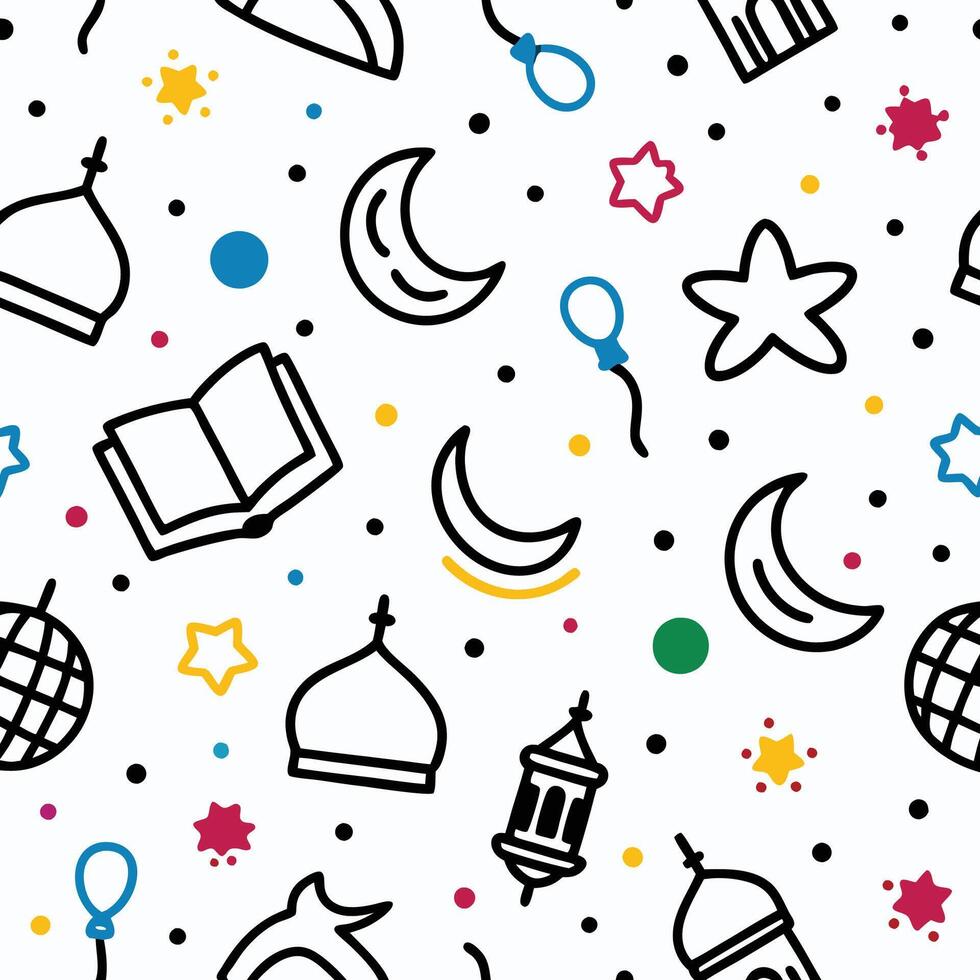 seamless pattern with islamic symbols vector