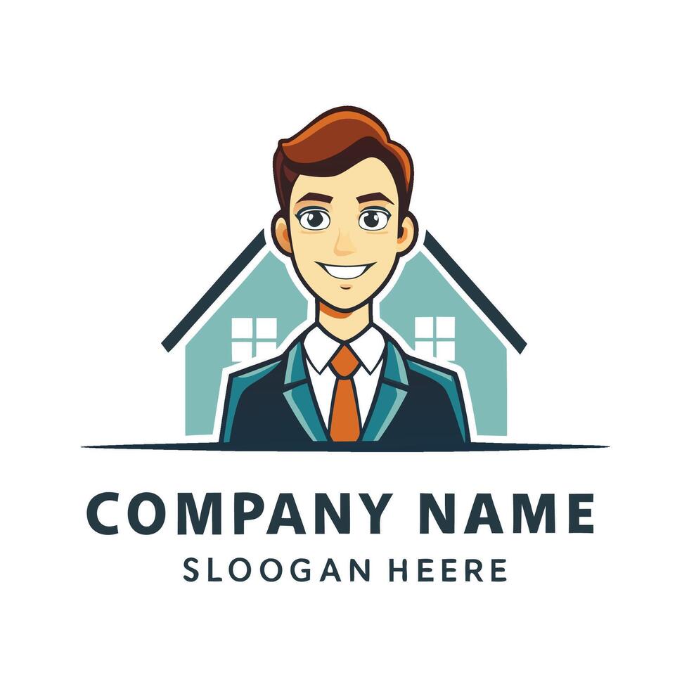 a man in a suit and tie is standing in front of a house white background vector