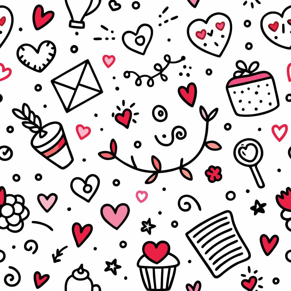 a collection of doodle hearts and other items vector