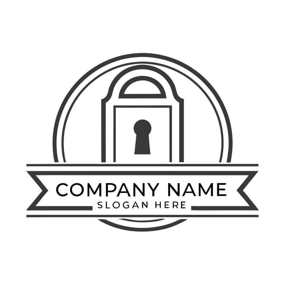 lock and key logo design white background, vector