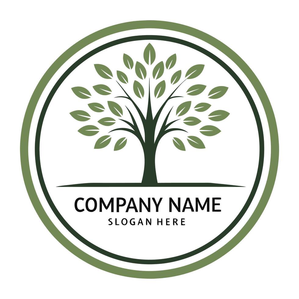 a logo for a company that has a tree in the middle vector