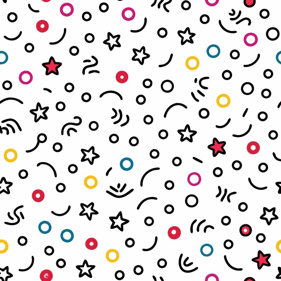 seamless pattern with colorful dots and stars , vector