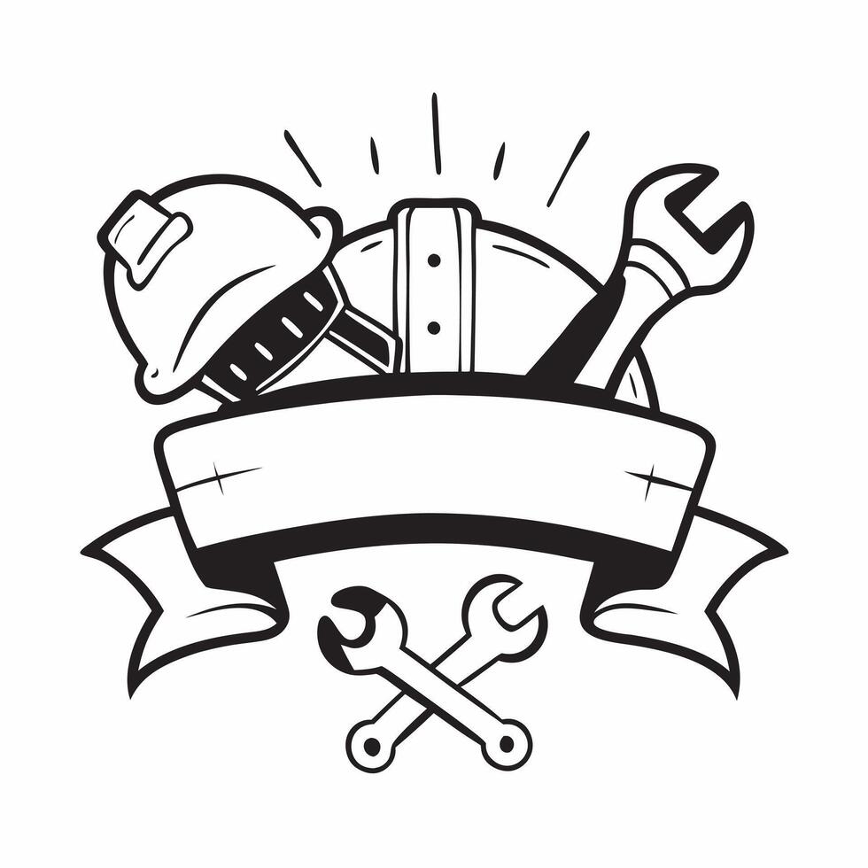 Construction Helmet Border with Tools and Honoring Labor Day Wording concept as A striking border frame featuring a construction helmet and various tools symbolizing the hard work Clean vector