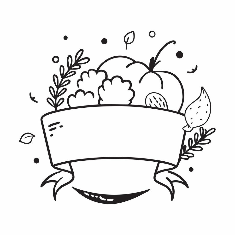 Cornucopia Border with Fruits and Happy Harvest Wording concept as A vibrant border frame featuring a cornucopia overflowing with fruits vegetables and autumn leaves The words Hap Clean vector