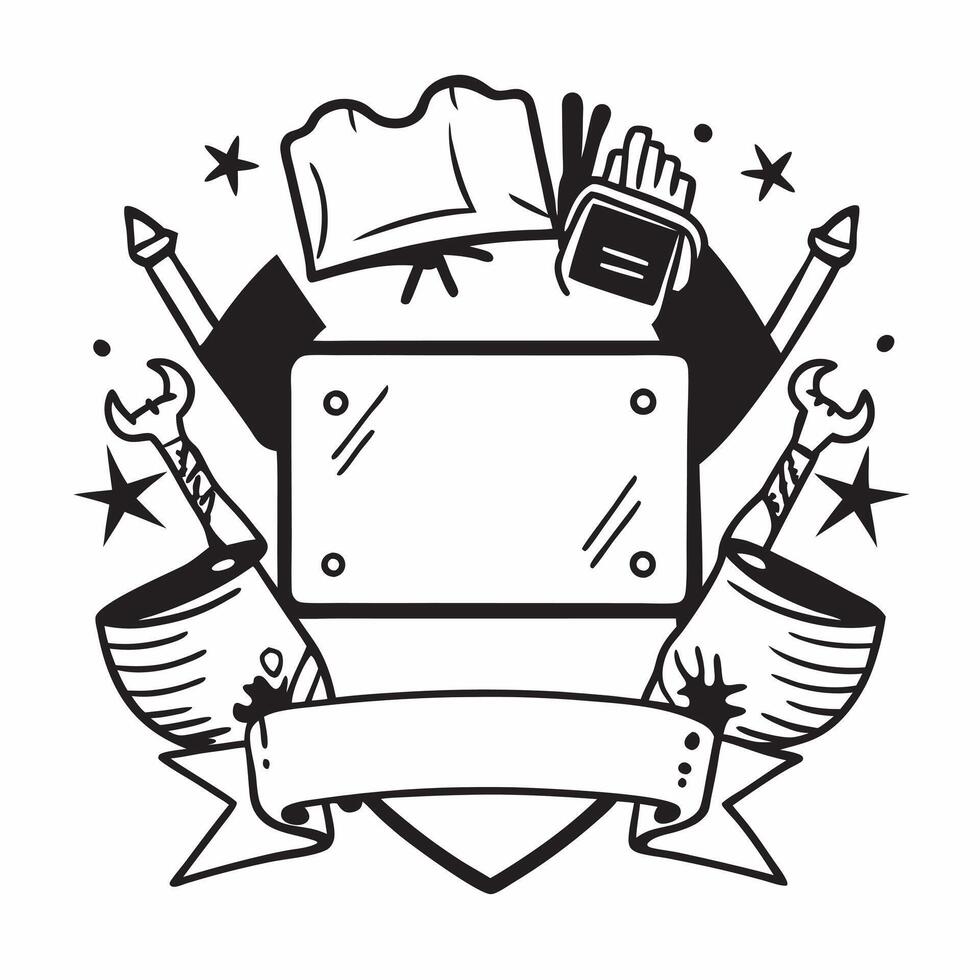 Construction Helmet and Blueprints Border with Honoring Labor Day Wording concept as A striking border frame featuring a construction helmet and blueprints symbols of construction Clean Set 4 vector