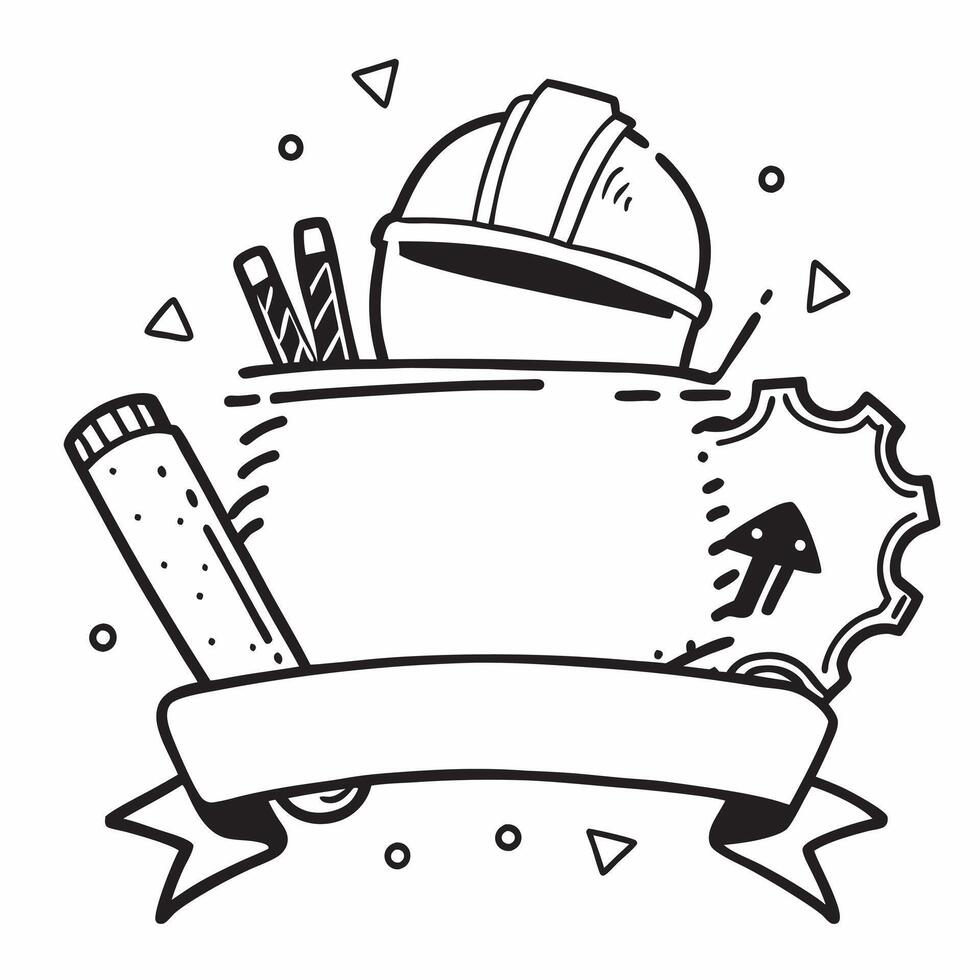 Construction Helmet and Blueprints Border with Honoring Labor Day Wording concept as A striking border frame featuring a construction helmet and blueprints symbols of construction Clean Set 3 vector