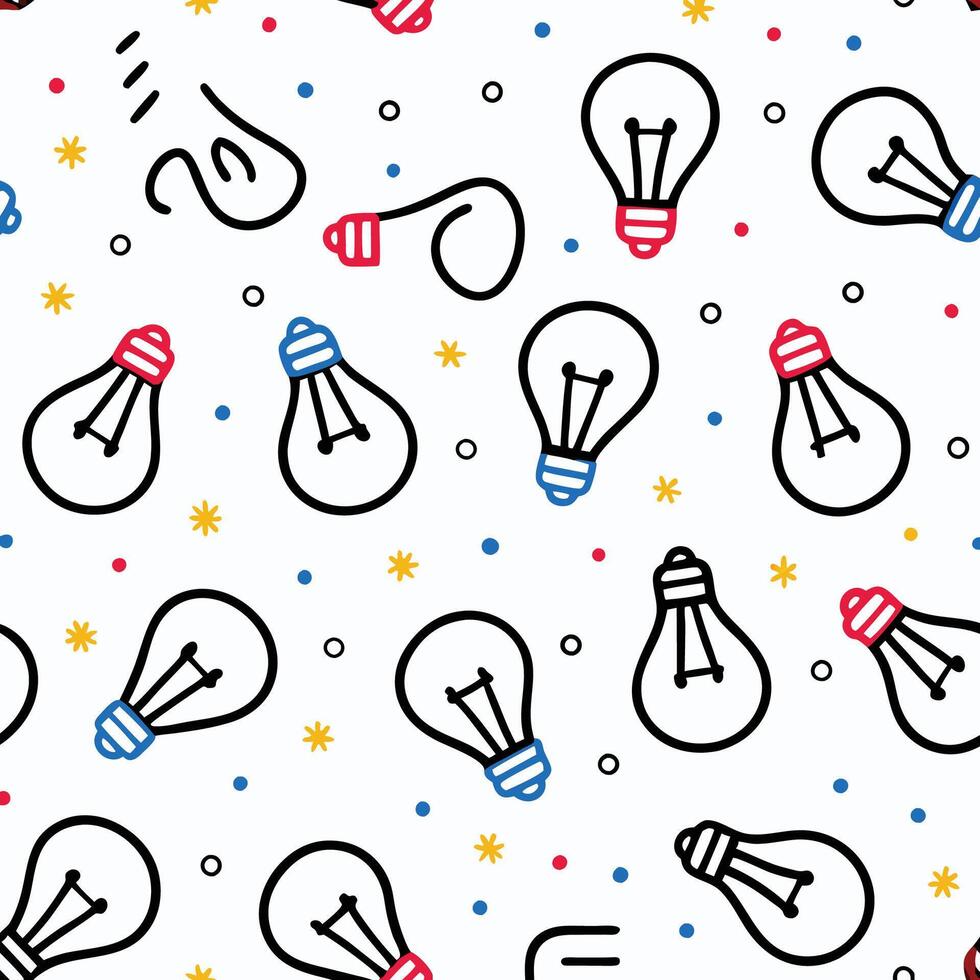 light bulb seamless pattern white background vector