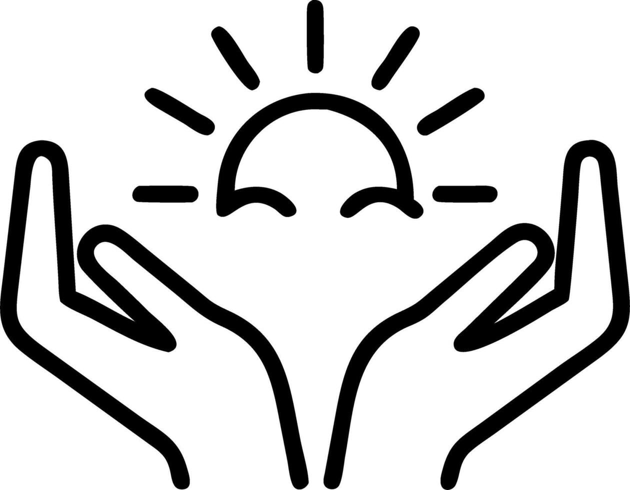 Closeup of woman hands framing sunset symbolizes New Year planning visionary thinking and goal alignment for success concept as Highlights optimism and strategic thinking to inspi Clean vector