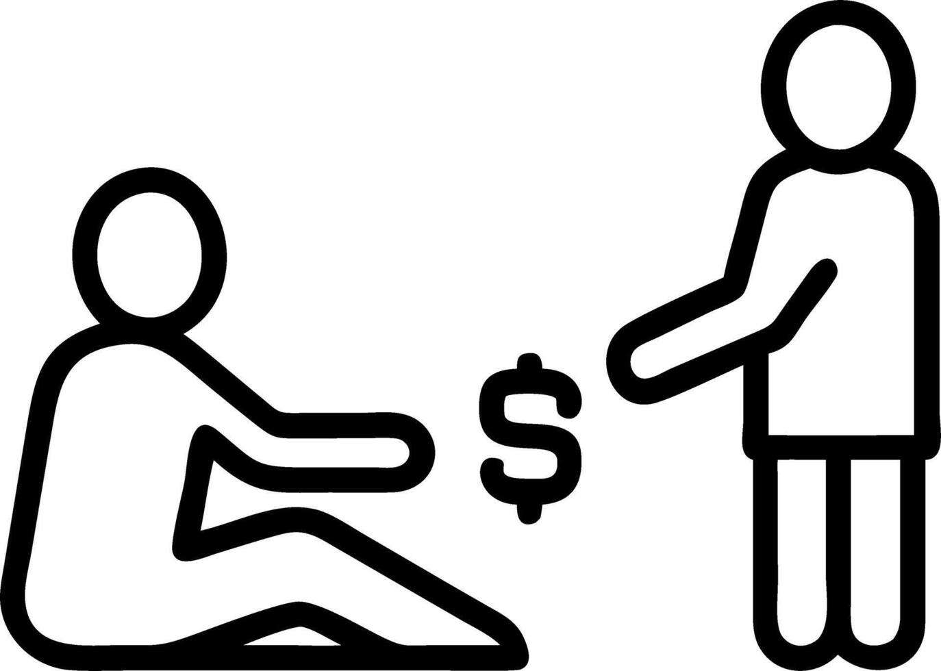 Closeup of men giving money to poor or homeless people poverty beggar in city sitting on streets with sign for help concept as Heartfelt close up of men giving money to homeless in Clean vector