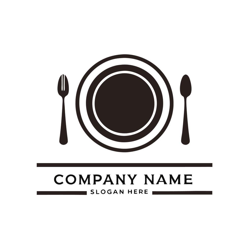 plate and fork logo design template white background vector