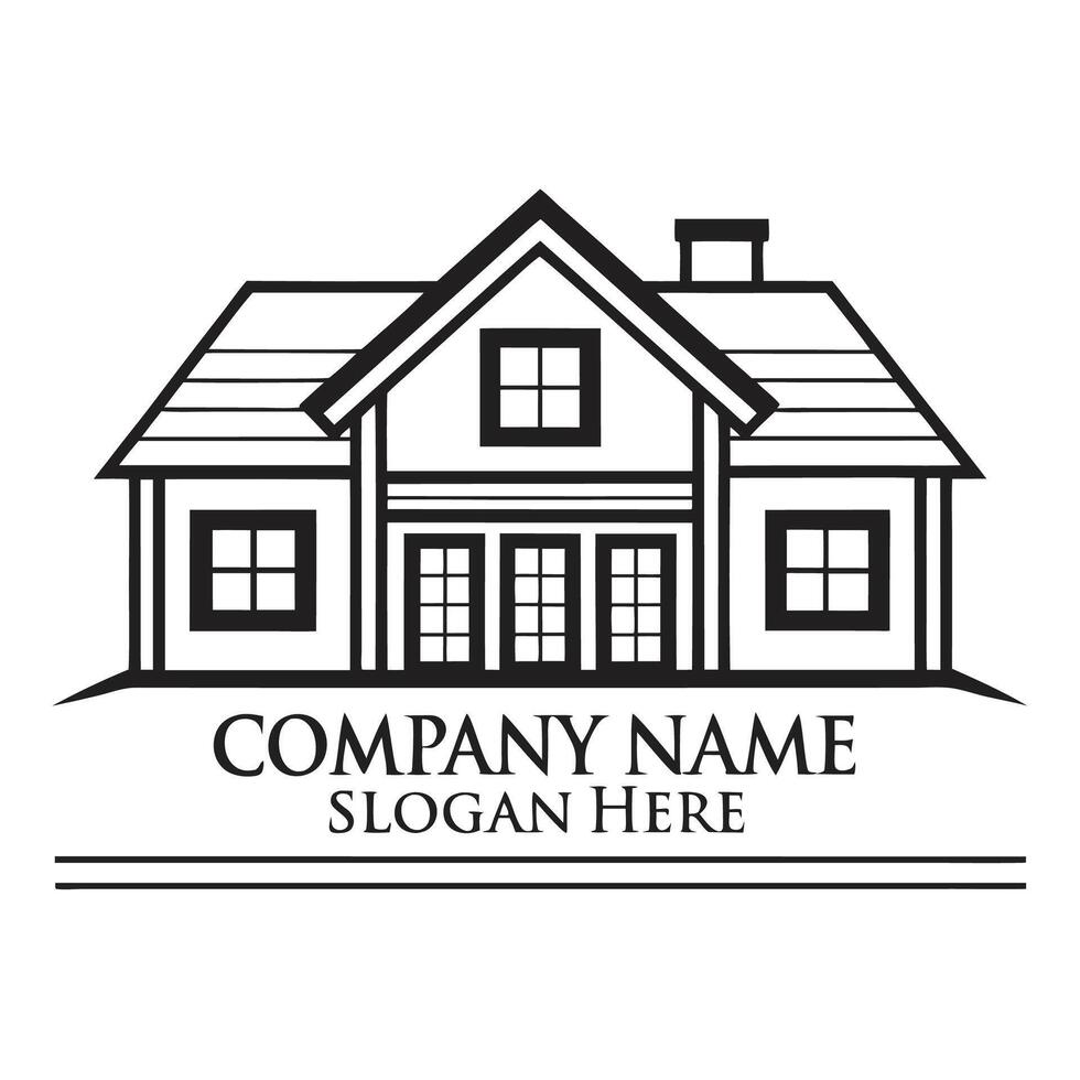a house logo with a black and outline white background vector