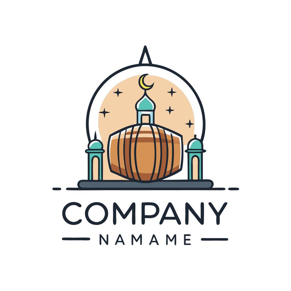 islamic mosque and mosque logo design white background vector