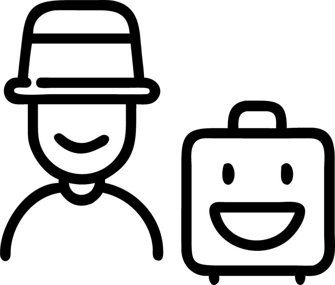 close up luggage hat blurred happy tourist woman background hotel check in travel vacation concept concept as A close up of luggage with a hat and a happy tourist in the background Clean vector