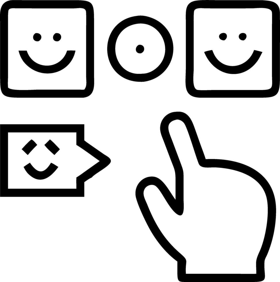 Close up customer hand choosing smiley face on wood cube symbolizes service satisfaction and positive feedback tools concept as Highlights the importance of customer feedback syst Clean Set 2 vector