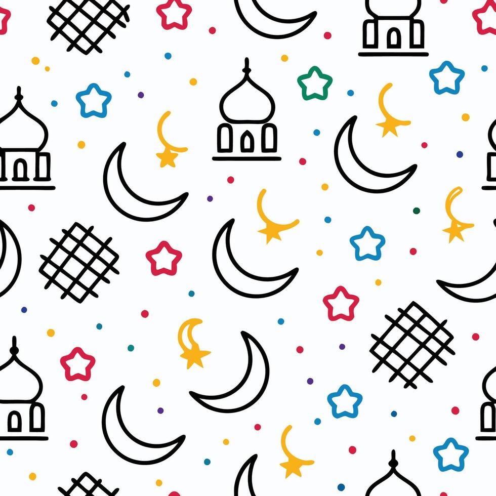 seamless pattern with islamic symbols white background,, vector