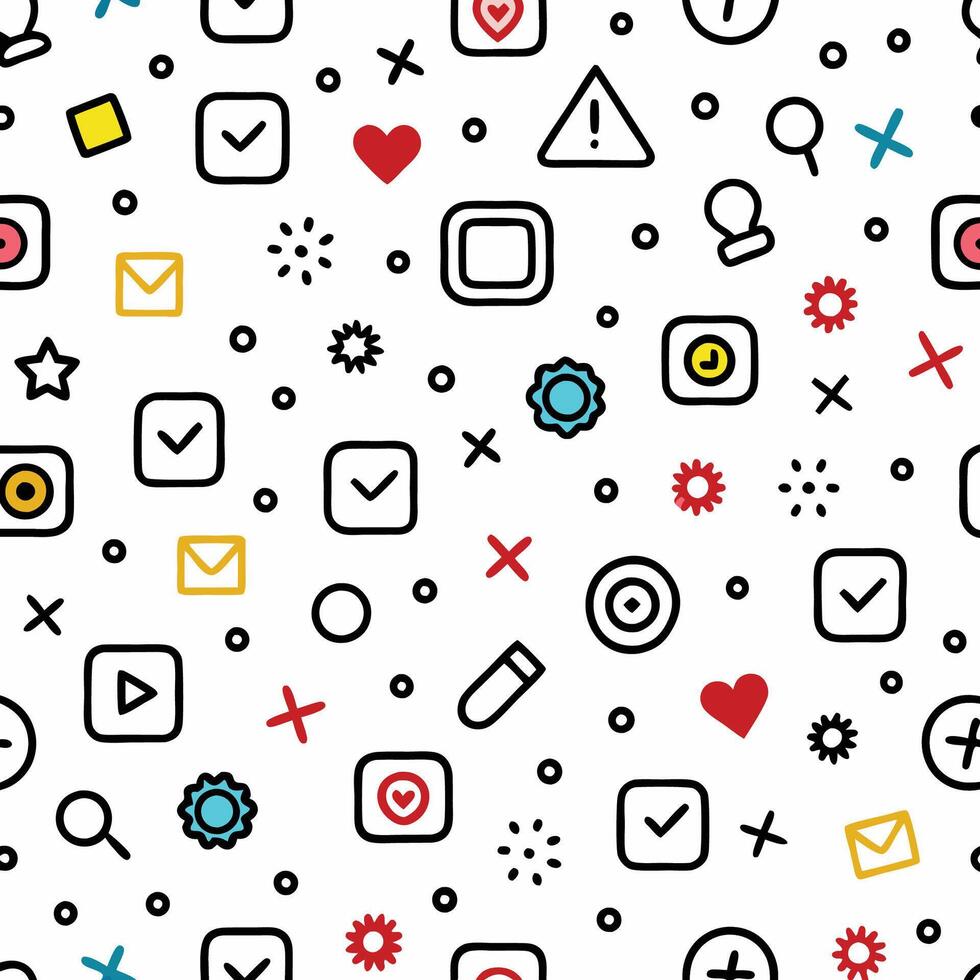 a seamless pattern with icons and symbols white background vector