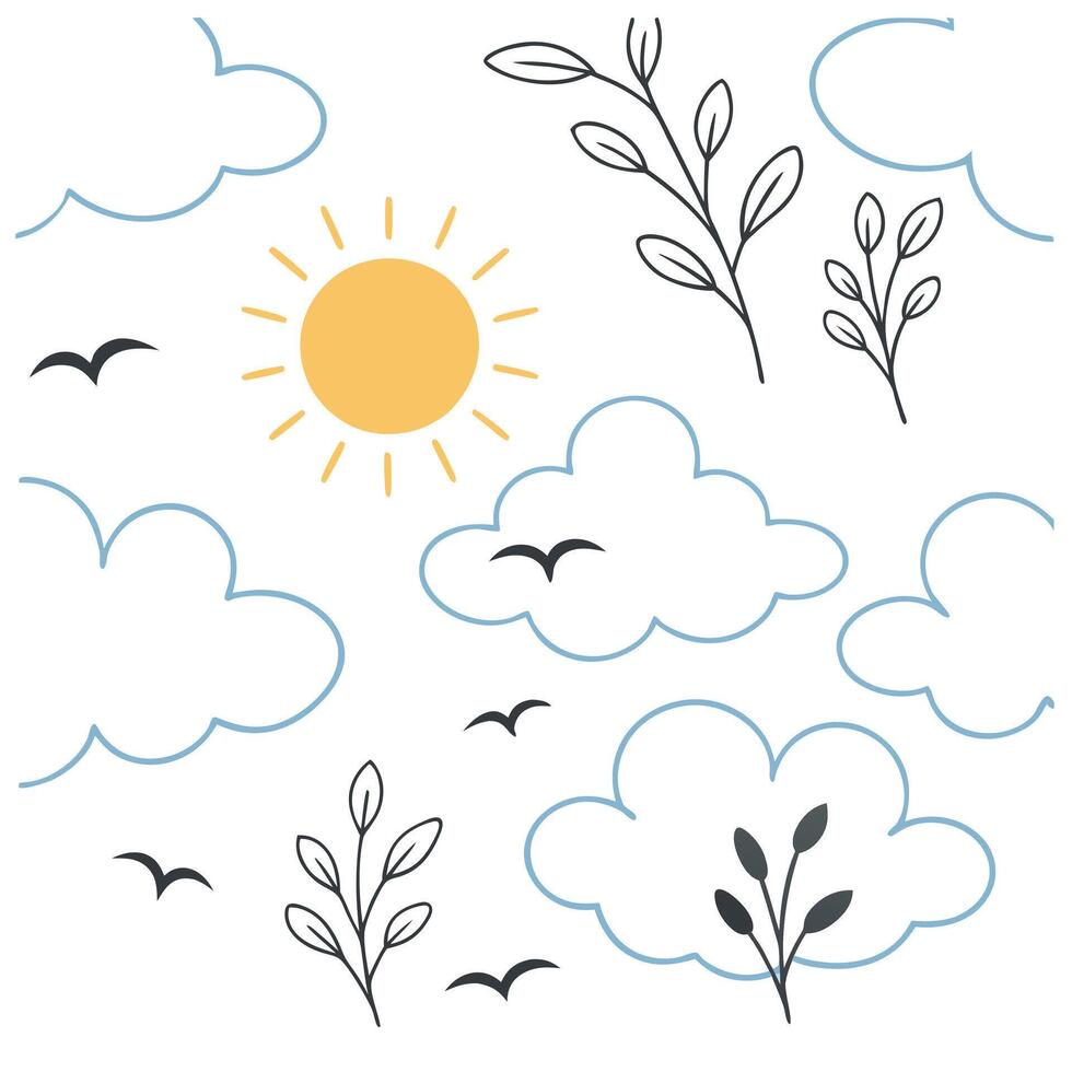 Clear blue sky seamless tile pattern with soft clouds and bright sunlight symbolizing a new day in spring concept as Clear blue skies with soft clouds and bright sunlight create a Clean vector