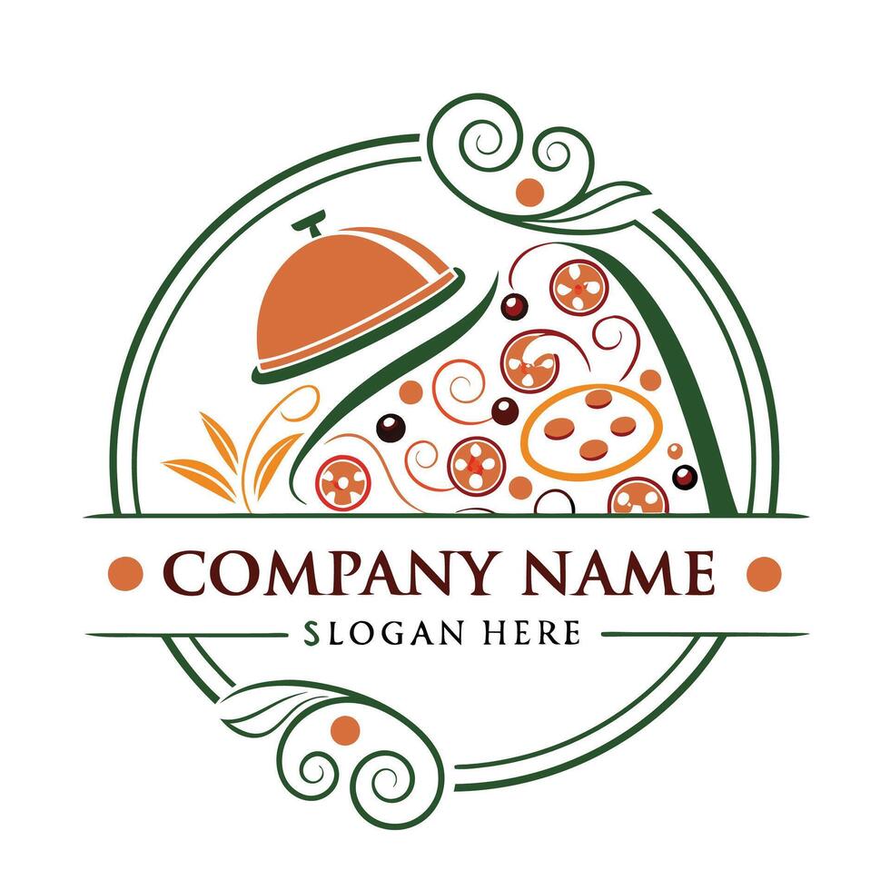 pizza restaurant logo design template white background vector
