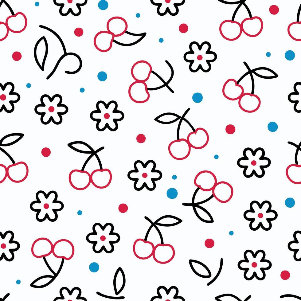 cherry blossoms and flowers pattern vector