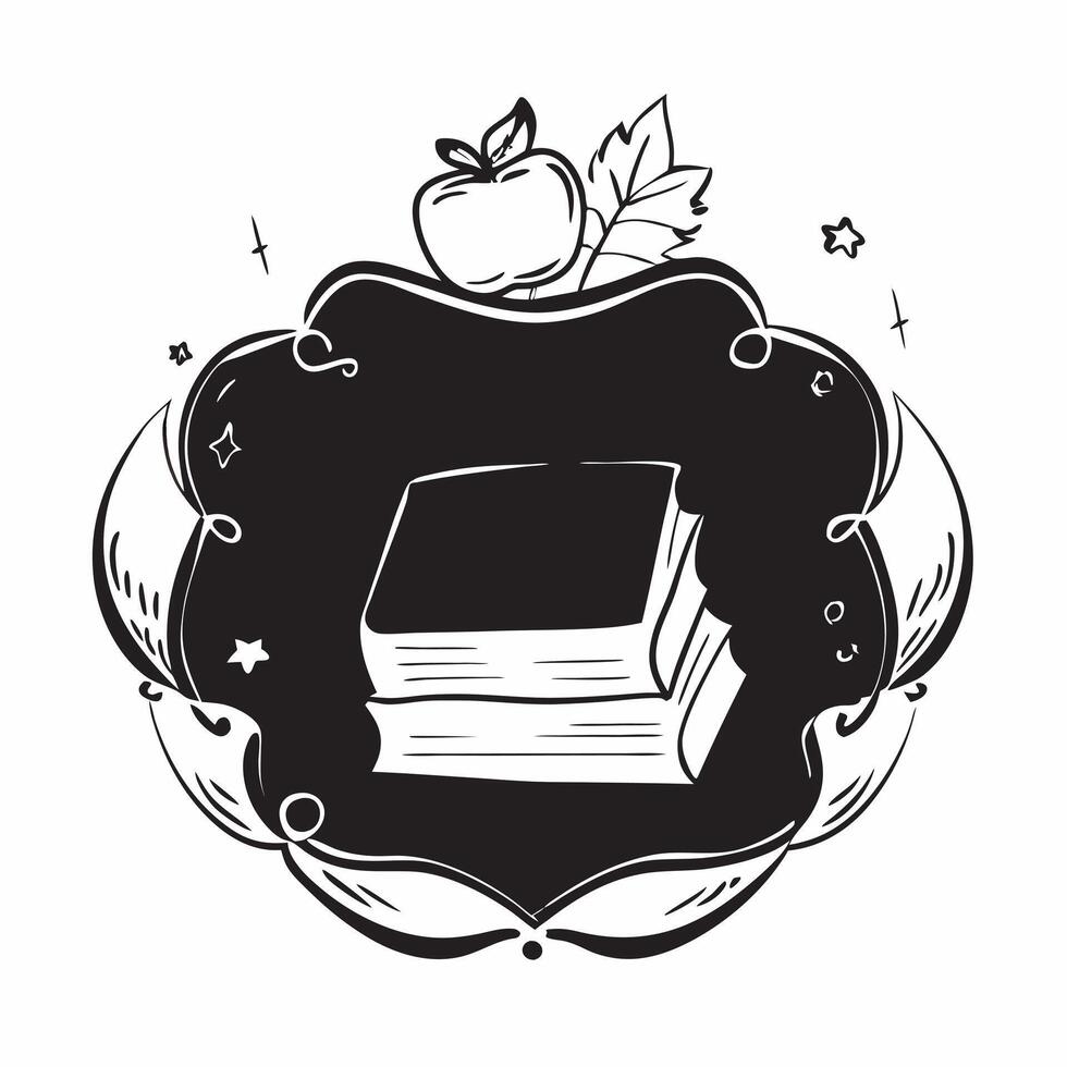 Classroom Chalkboard Border with Books and Back to School Wording concept as A charming border frame featuring a classroom chalkboard stacks of books and apples The words Back to Clean Set 4 vector