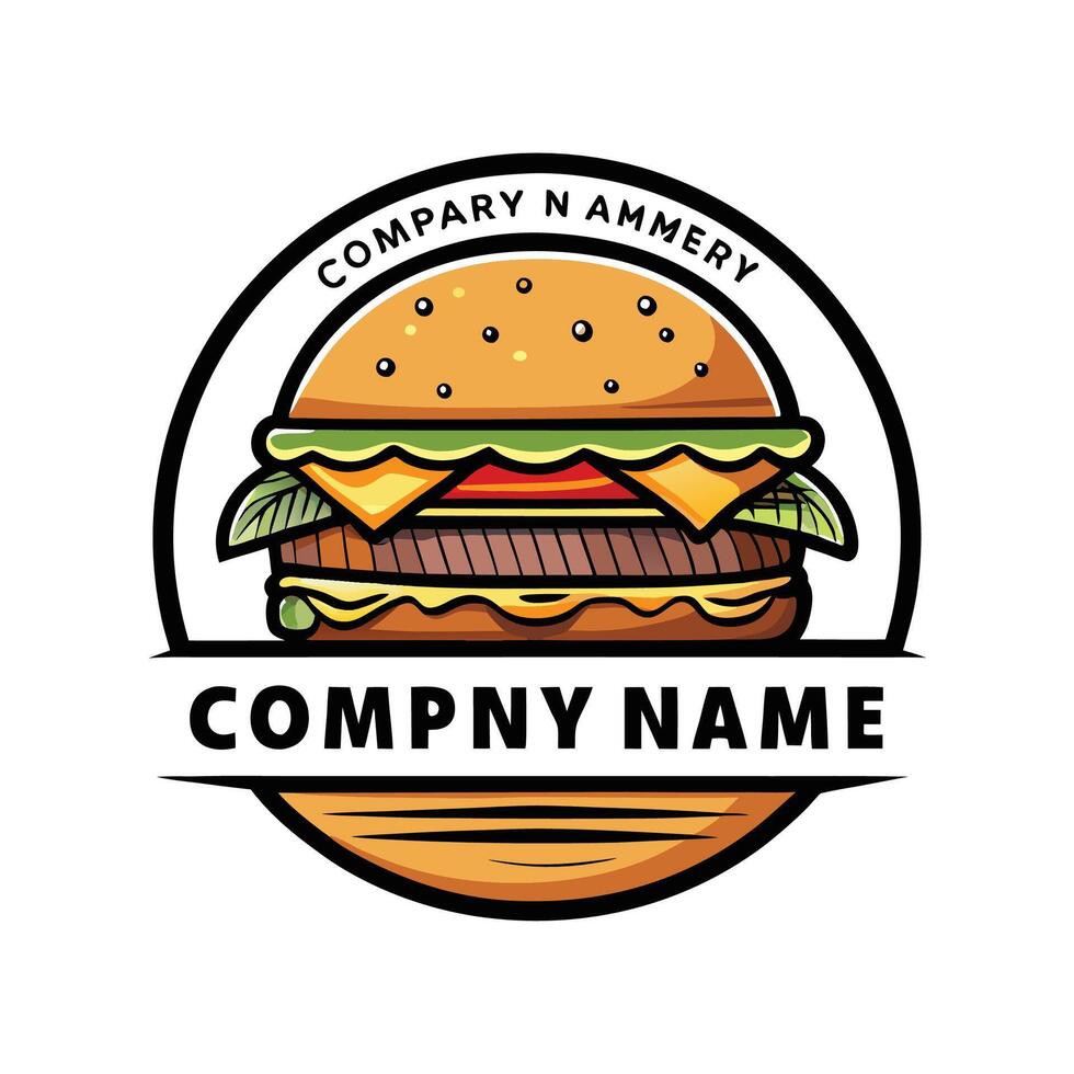 burger logo white background vector