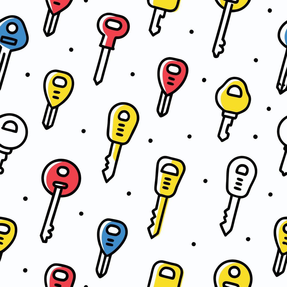 seamless pattern with keys and key rings white background vector