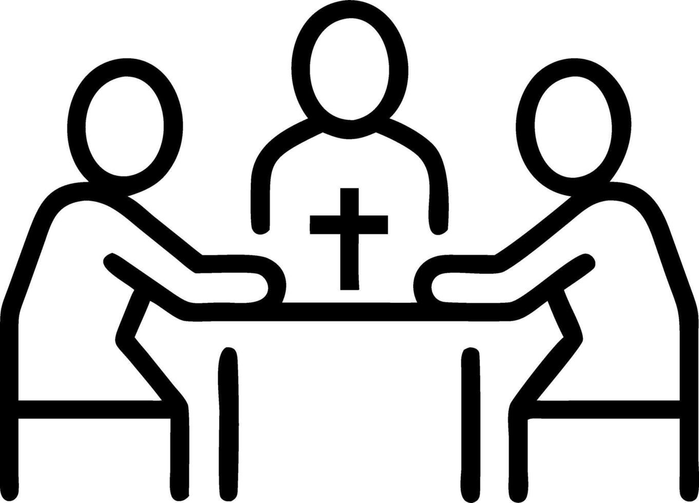 Christian group gathers around wooden table holding hands in prayer worshipping with Bible uniting in devotion for spiritual meeting concept as Setting emphasizes collective faith Clean vector