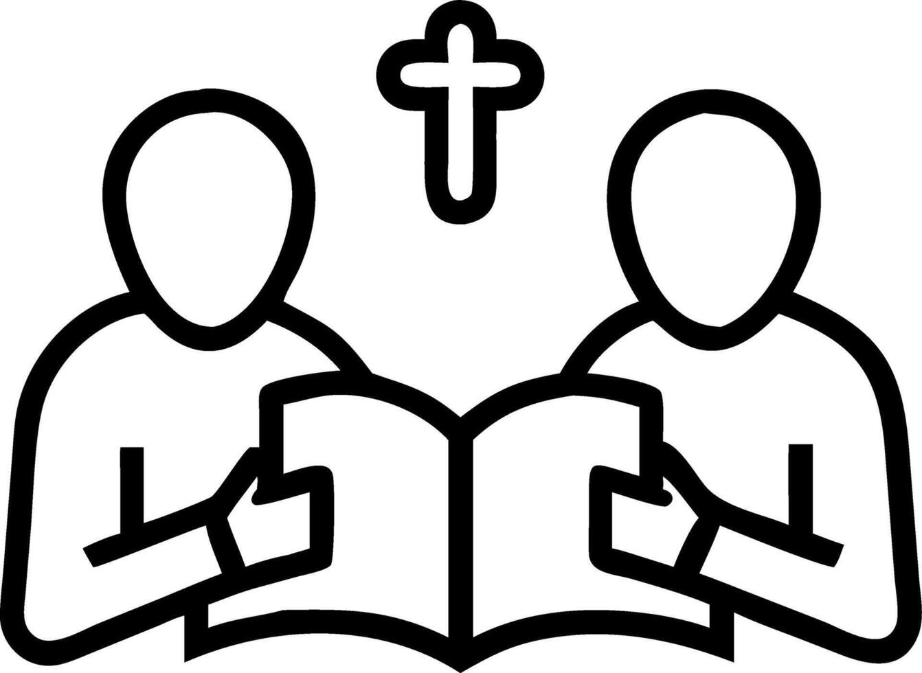 Christian couple studies Bible and prays together at home or Sunday school emphasizing shared faith and spiritual growth concept as Illustrates devotion unity and the importance o Clean vector