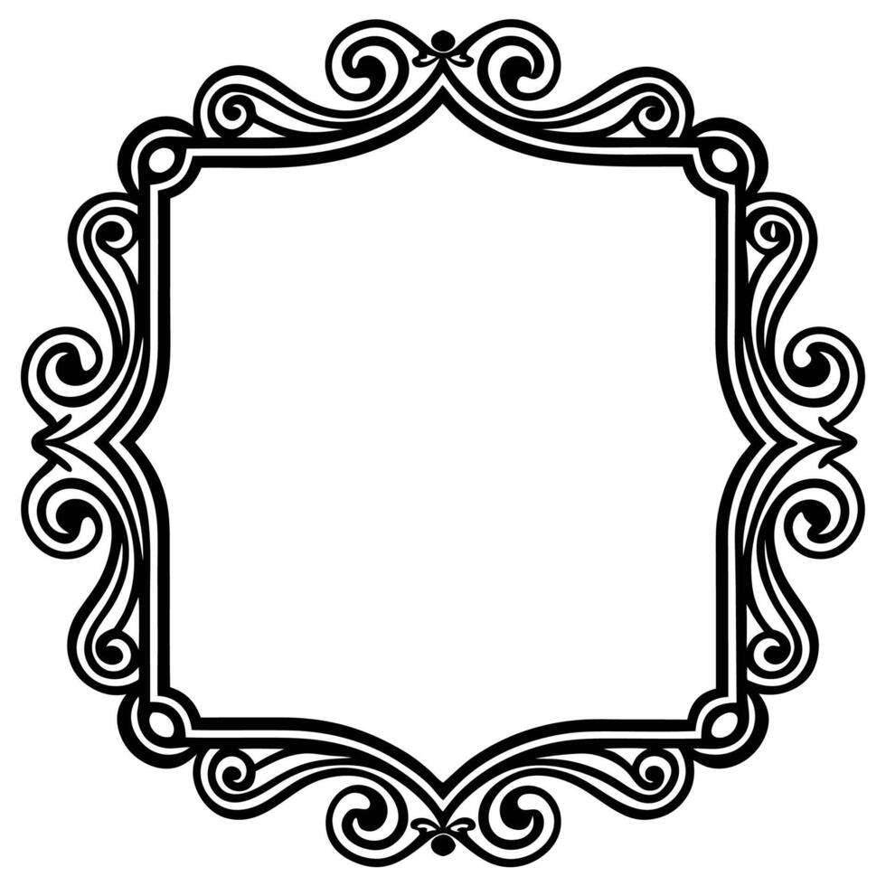 a black and white ornate frame with swirls white background vector