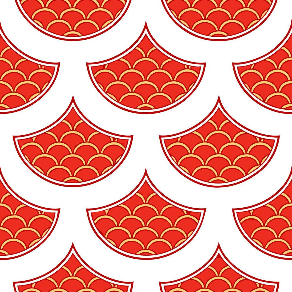 Chinese Dragon Art seamless tile pattern with vibrant reds and intricate scales for festive decor concept as Vibrant red dragons with intricate scales arranged seamlessly for festi Clean Set 2 vector