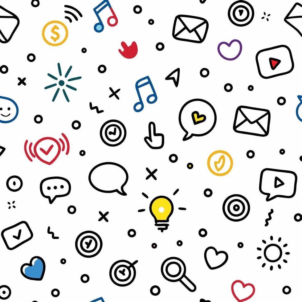 a seamless pattern with social icons white background vector